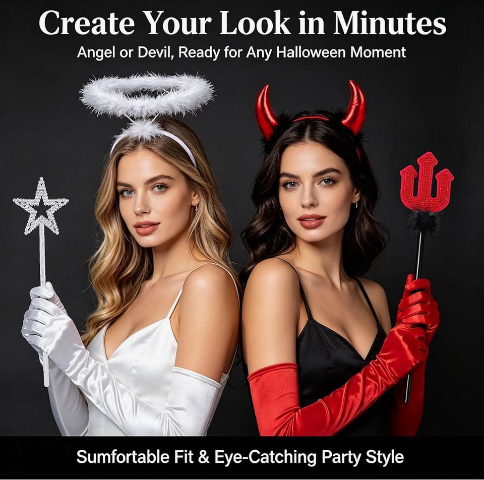 Complete Halloween Accessory Set Angel Devil Cosplay Costume 5