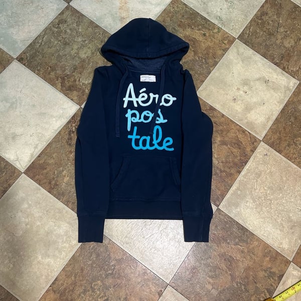 Aeropostale Hoodie Size M Blue Navy Logo Pullover Sweatshirt