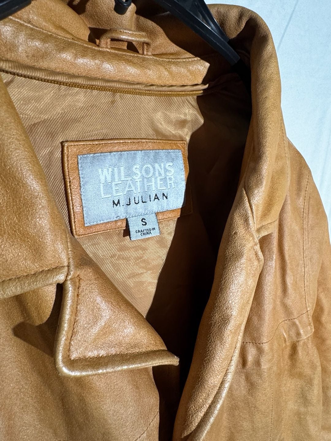 Wilsons Leather Mens Jacket M Julian Button Front Car Coat Vintage Tan Small 4