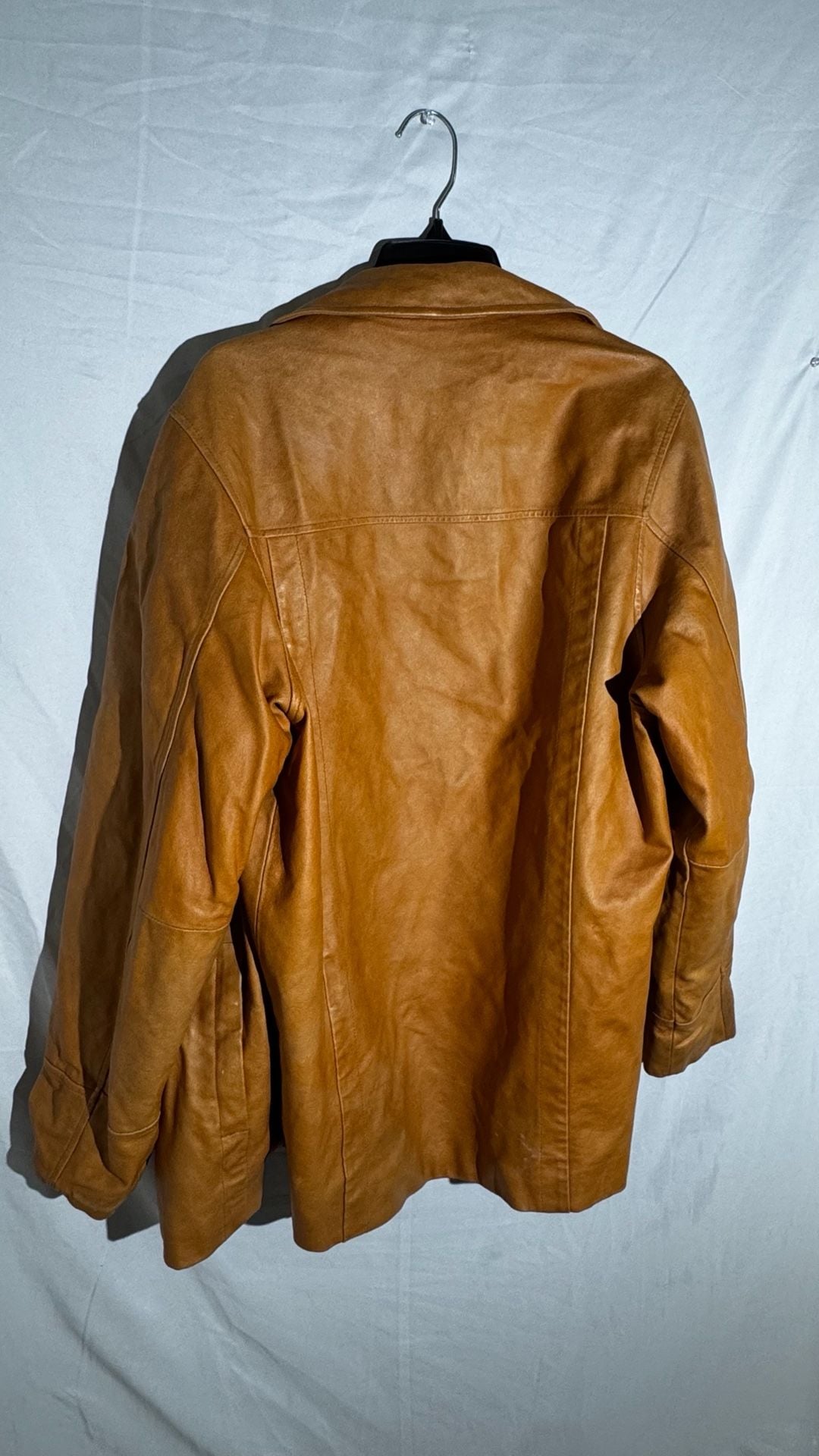Wilsons Leather Mens Jacket M Julian Button Front Car Coat Vintage Tan Small 9