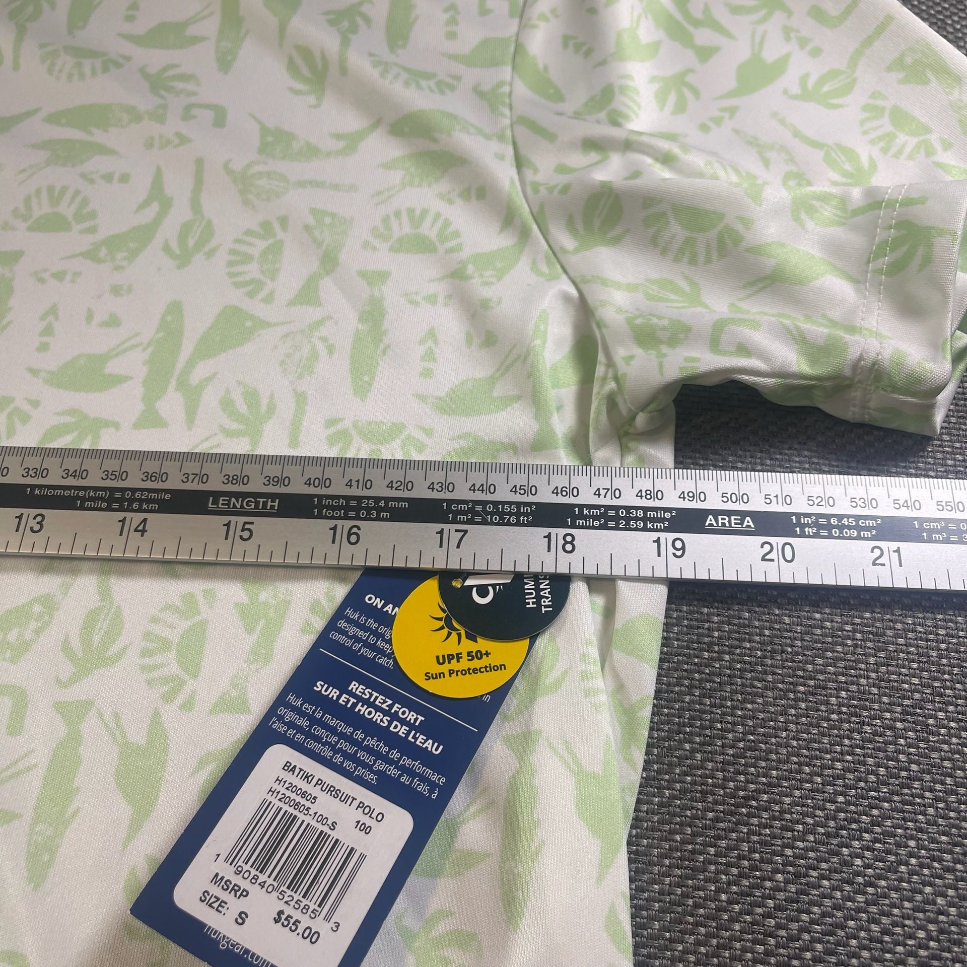 Huk Batiki Pursuit Polo Size S Green White Fish Graphic Golf Shirt New With Tags 14