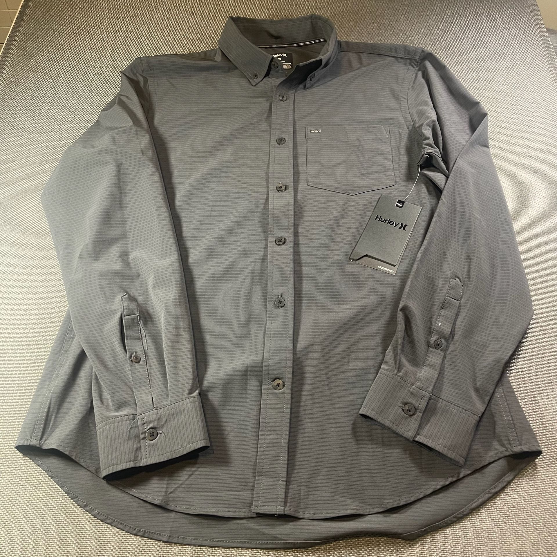 Hurley Alchemy LS Woven Size M Grey Long Sleeve Button Down Shirt 3
