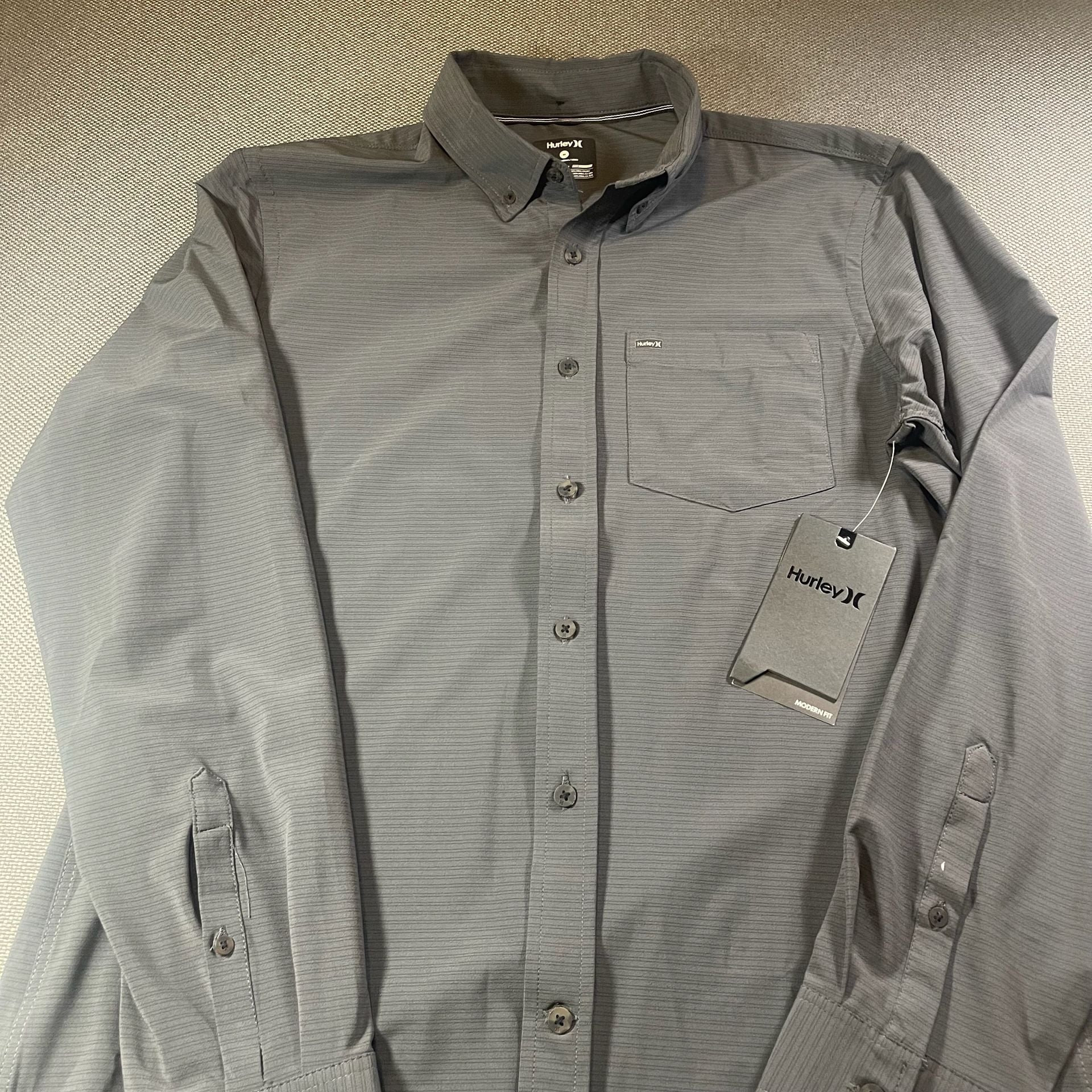 Hurley Alchemy LS Woven Size M Grey Long Sleeve Button Down Shirt 11