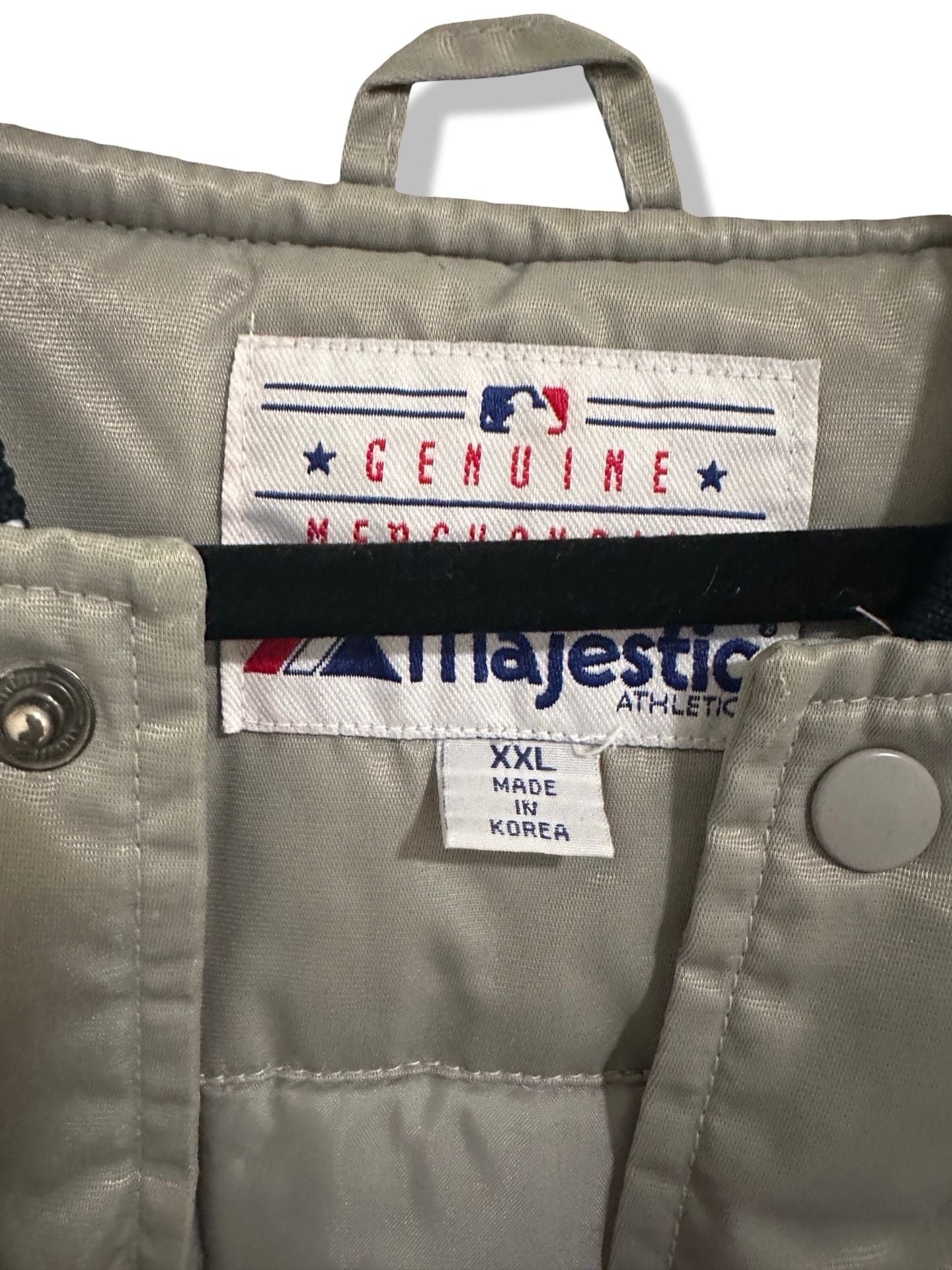Majestic New York Yankees Satin Bomber Jacket Size XXL Gray Varsity Jacket 4