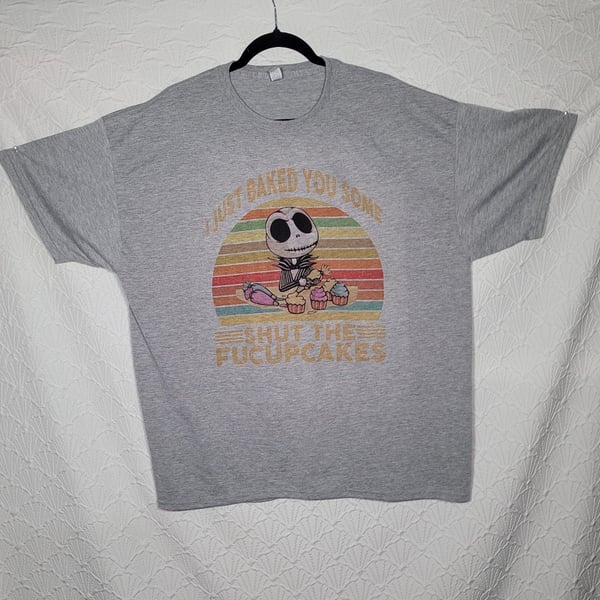 Jerzees Jack Skellington I Just Baked You Some Shut The Fucupcakes T-Shirt Size