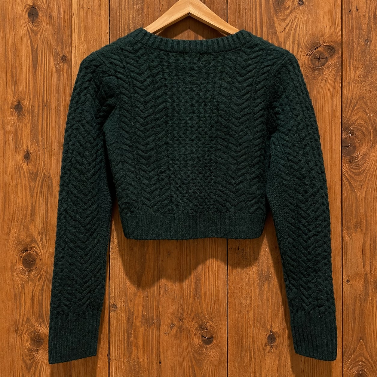 A New Day Dark Green Cable Knit Tie Front Cropped Cardigan XS NWT 7