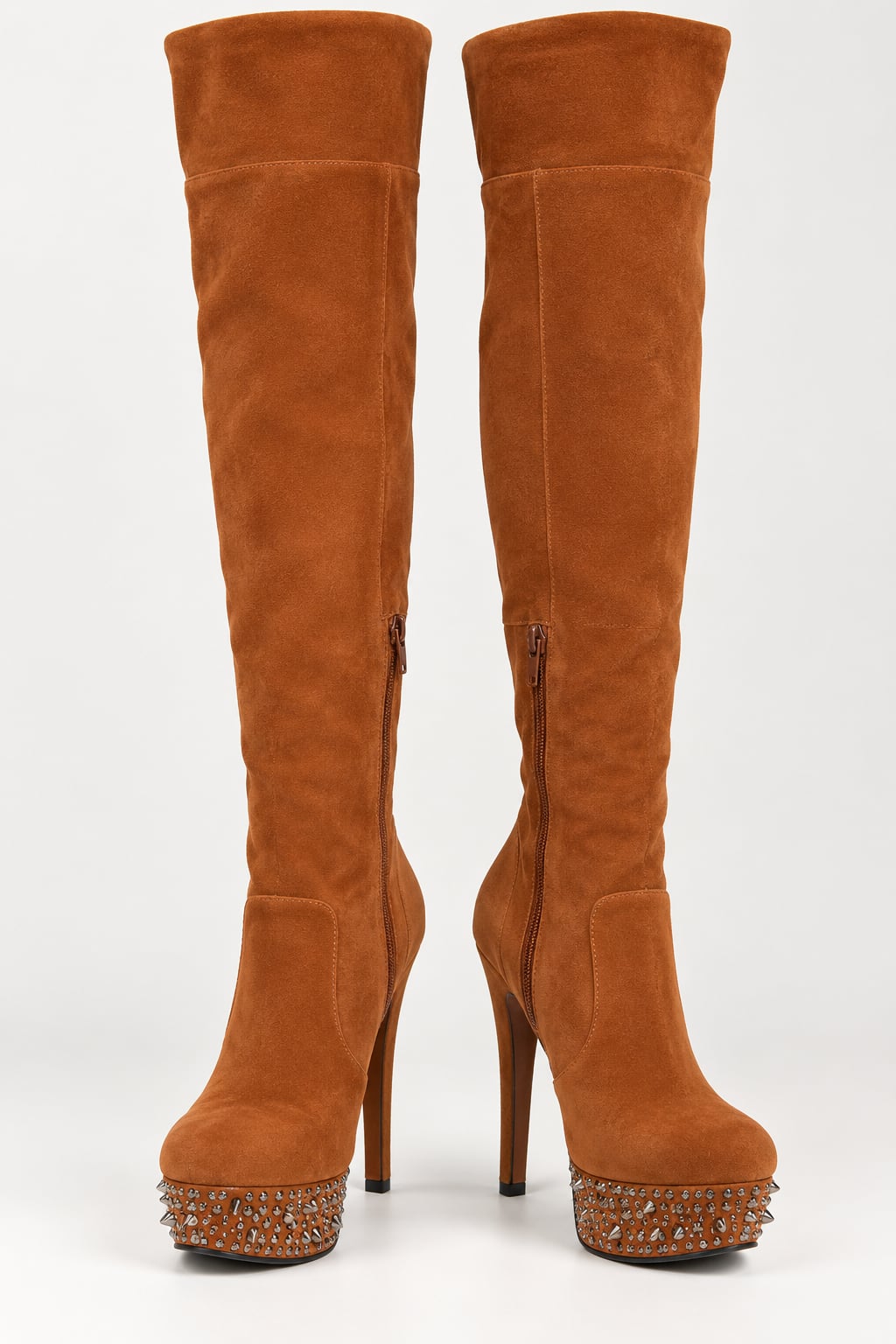 Betsey Johnson Suede Leather Over-the-Knee Platform Boots Tan Size: 8M New 2