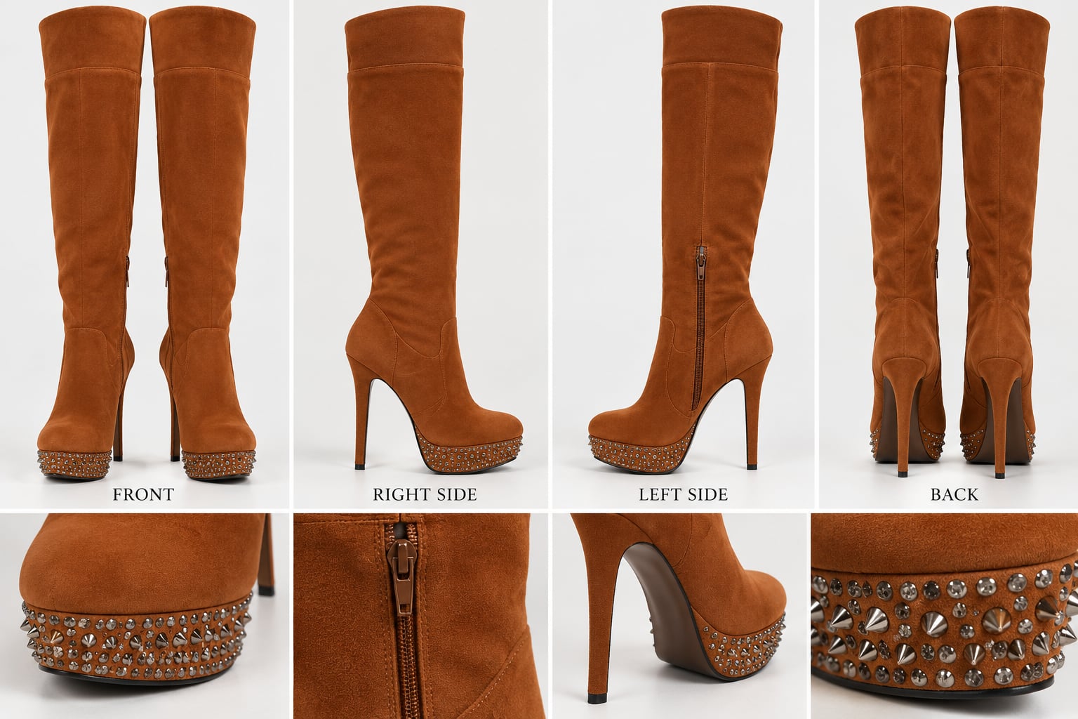 Betsey Johnson Suede Leather Over-the-Knee Platform Boots Tan Size: 8M New 3