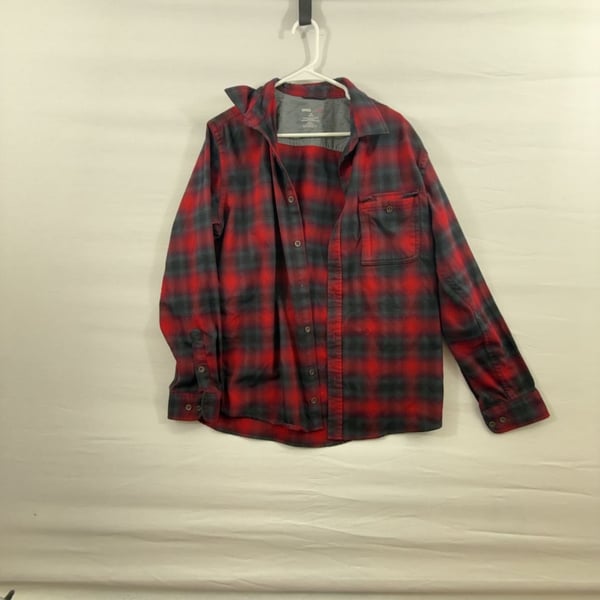 Swiss Tech Flannel Shirt Size L Red Black Combo Plaid Long Sleeve