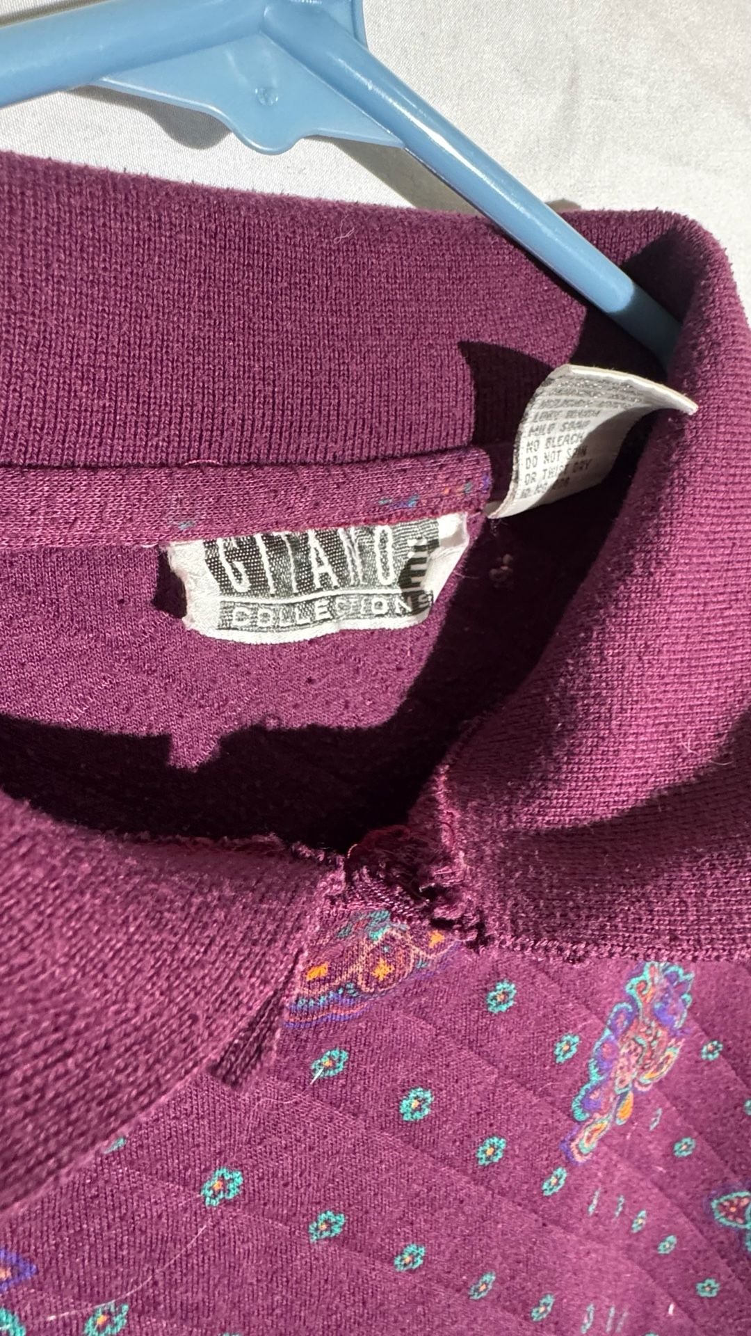 Gitano Connections Mens Pullover Quilted Paisley 80s Vintage Purple Medium 3
