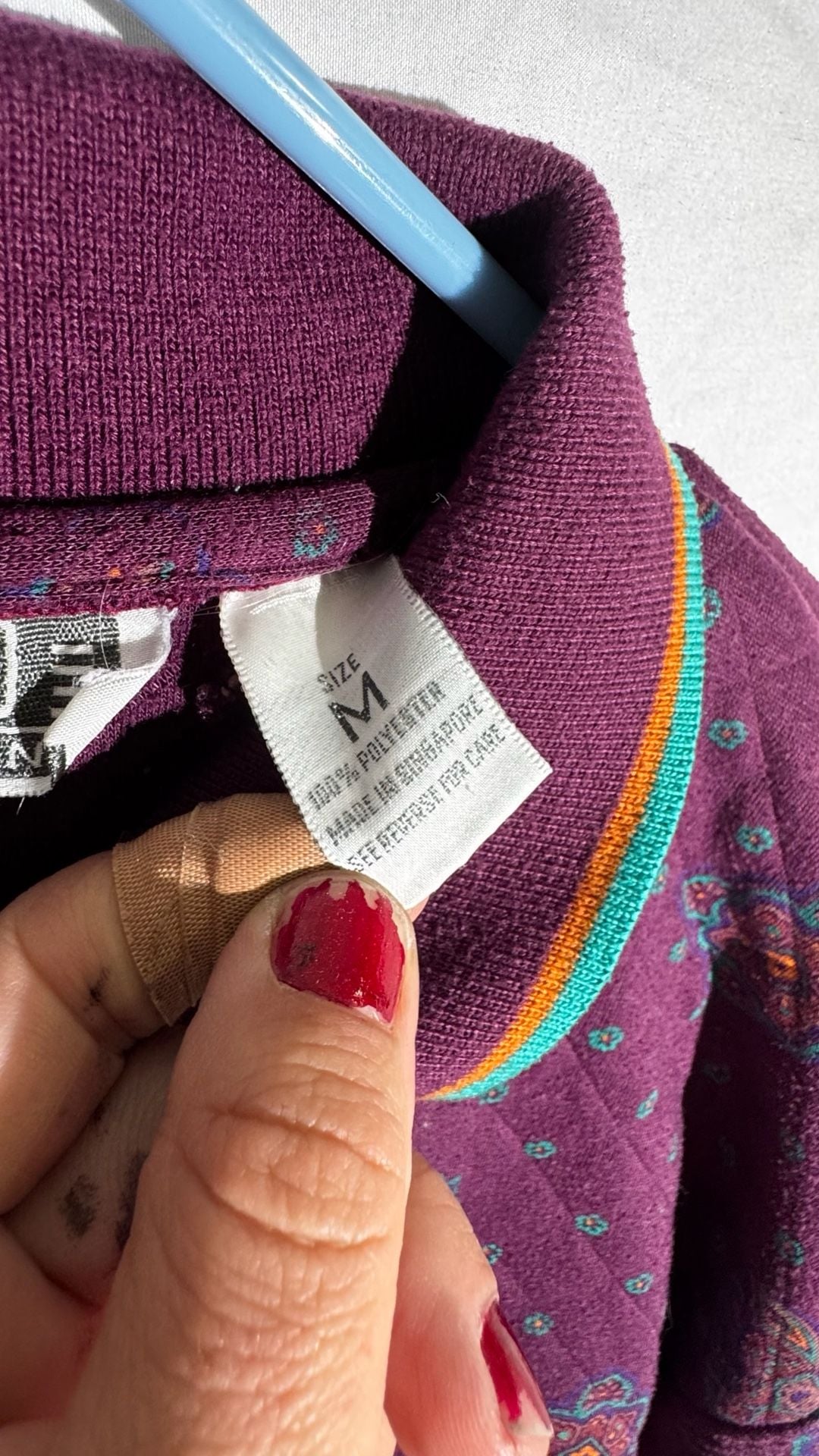 Gitano Connections Mens Pullover Quilted Paisley 80s Vintage Purple Medium 4