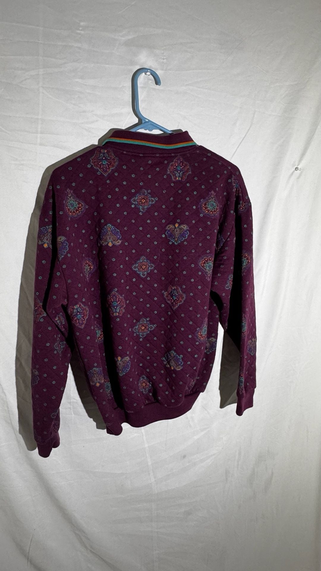 Gitano Connections Mens Pullover Quilted Paisley 80s Vintage Purple Medium 6