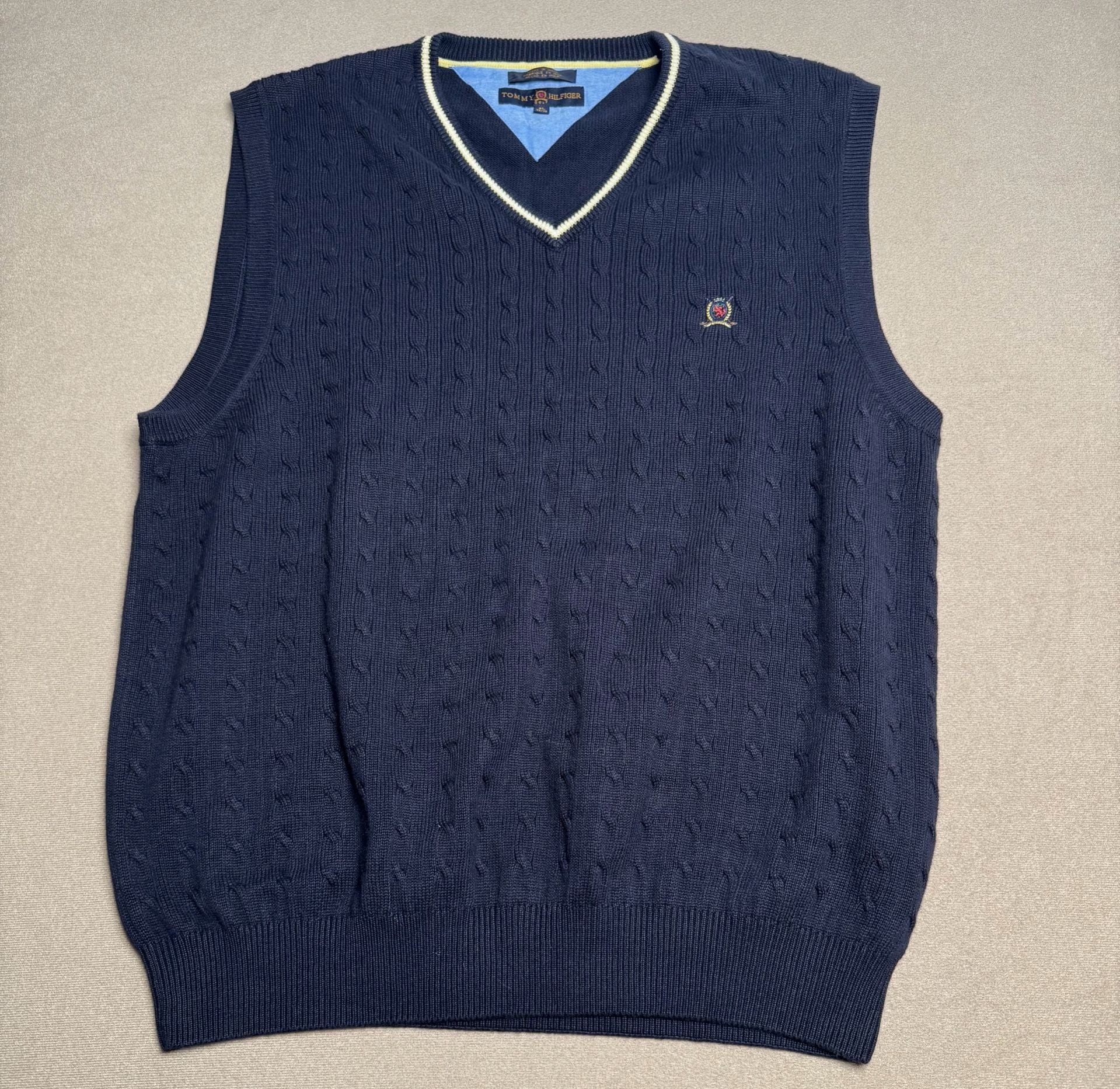 Tommy Hilfiger Golf Cable Knit Sweater Vest Navy XL 2