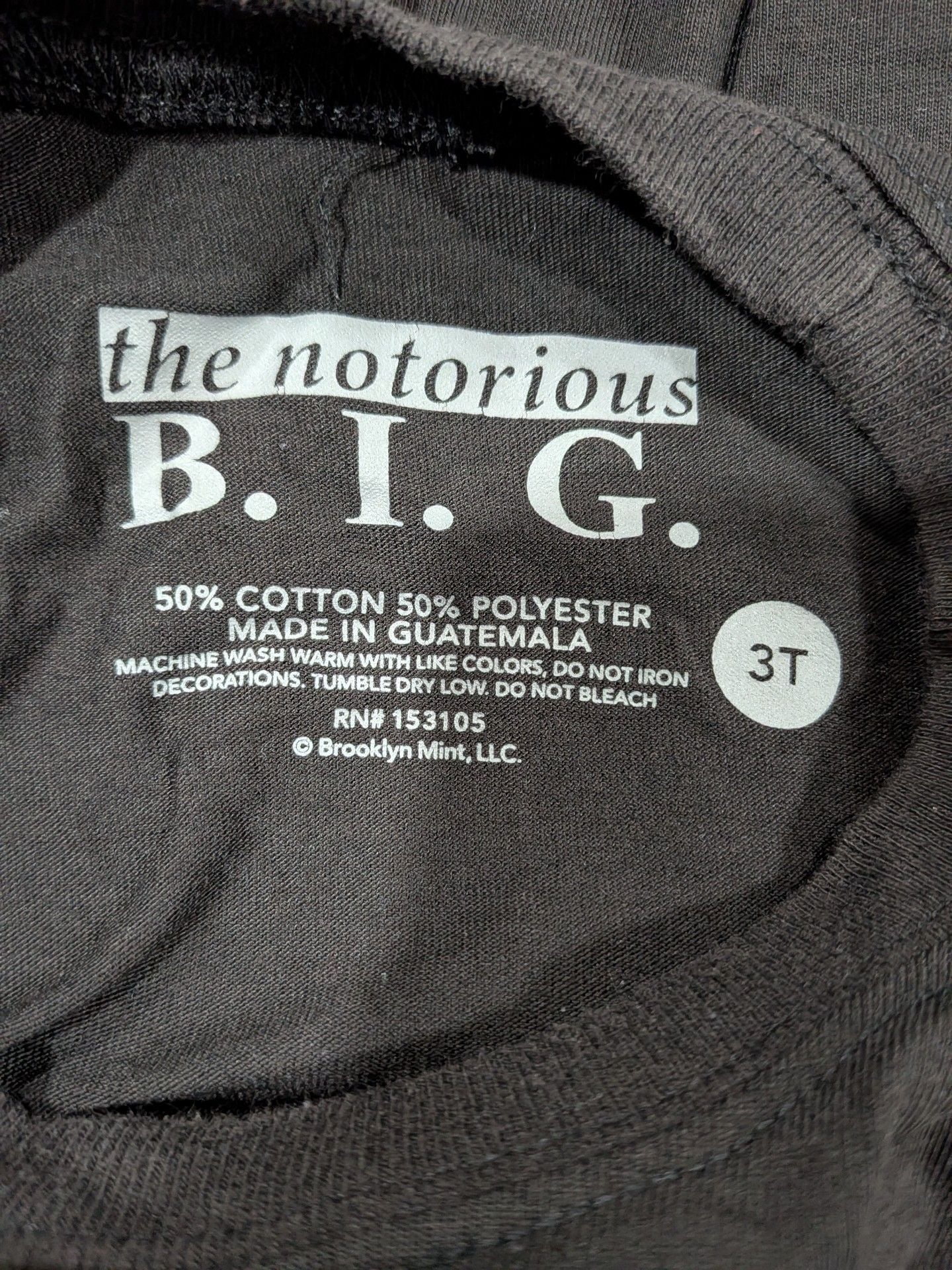 The Notorious B.I.G. T-Shirt Size 3T Black Brooklyn's Finest 94 2