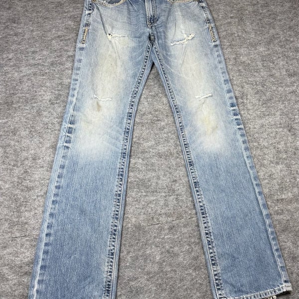 Ariat Jeans Size 31/38 Distressed Light Wash Flare Denim
