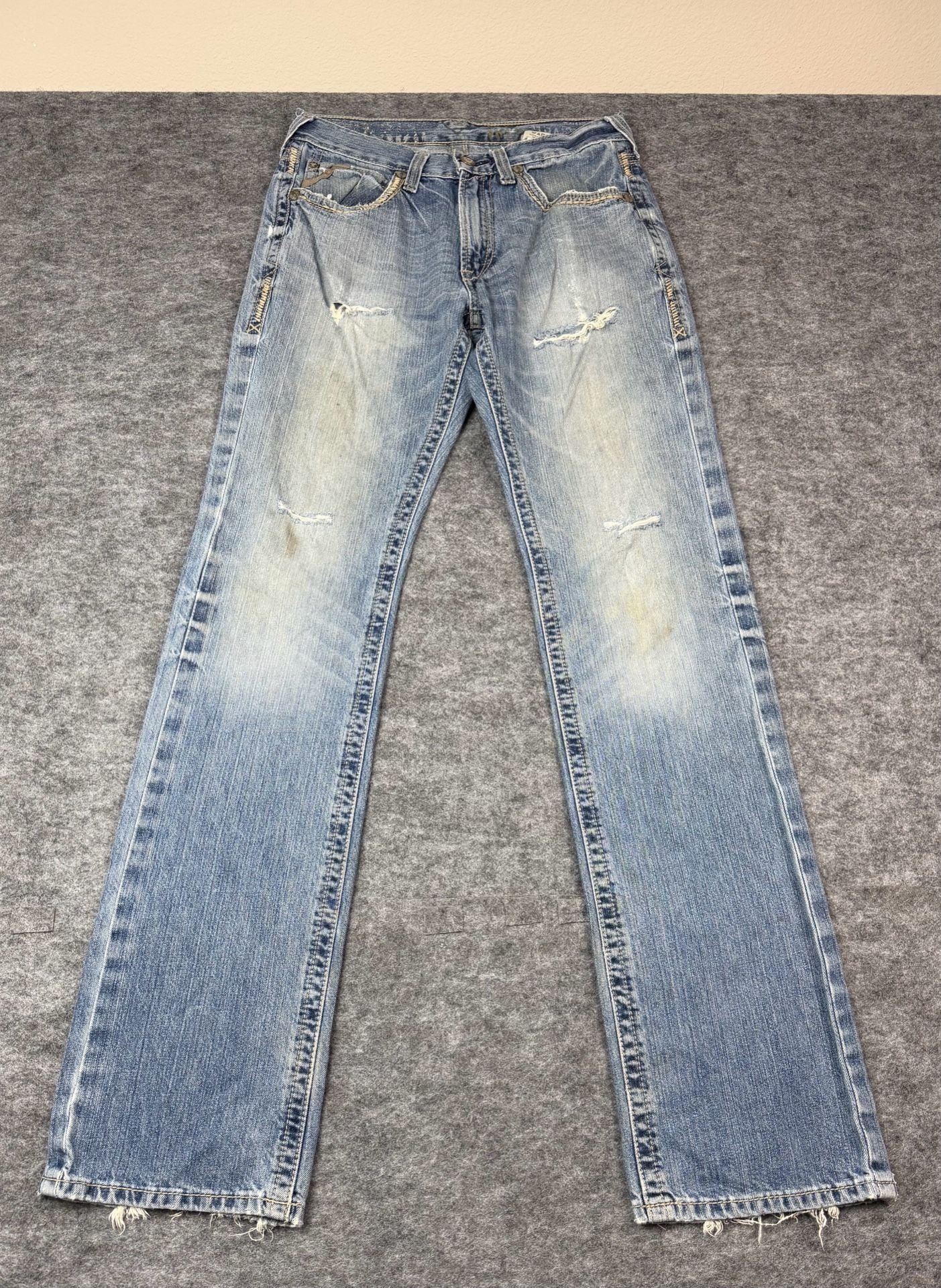Ariat Jeans Size 31/38 Distressed Light Wash Flare Denim 8