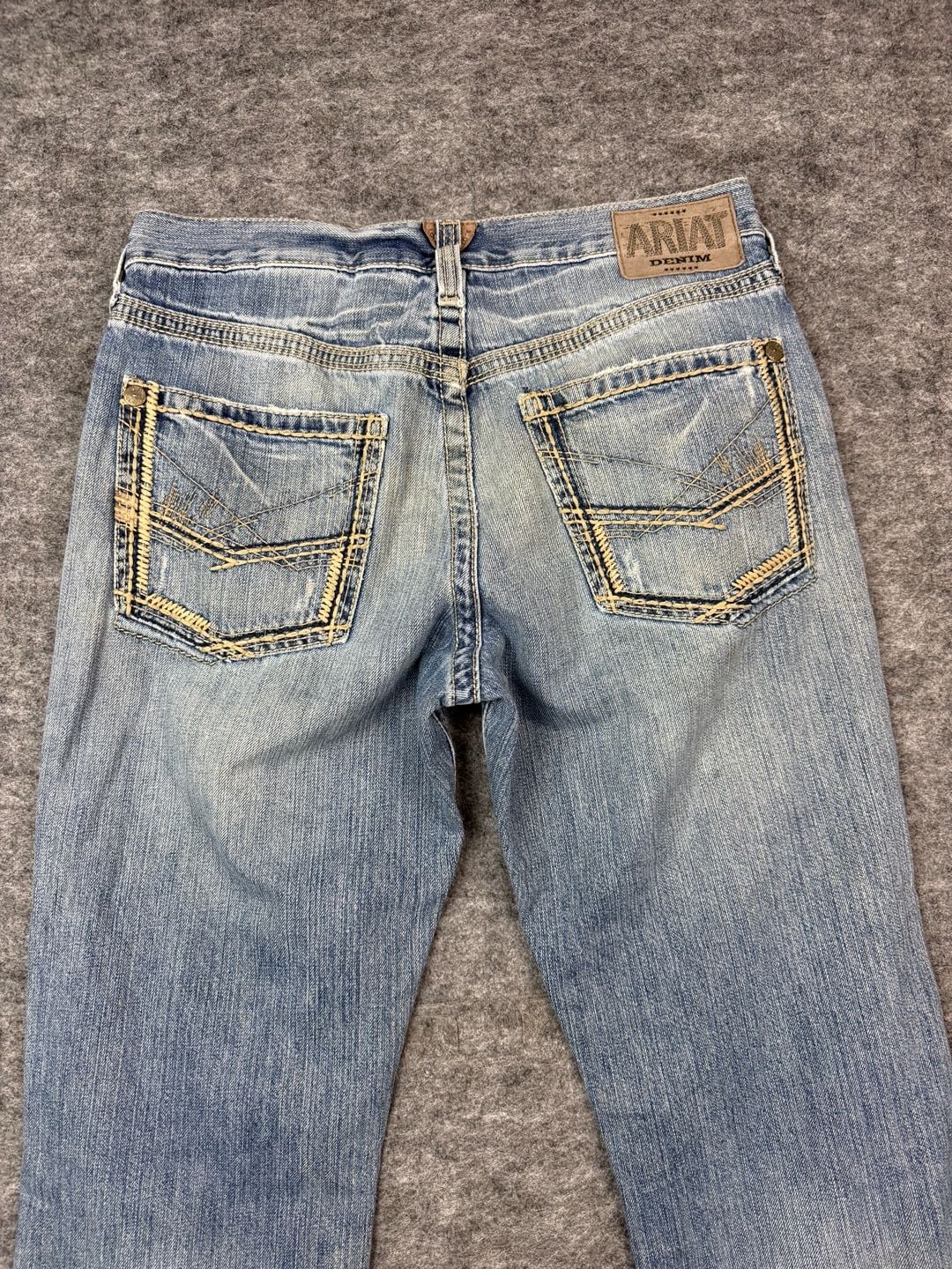 Ariat Jeans Size 31/38 Distressed Light Wash Flare Denim 9