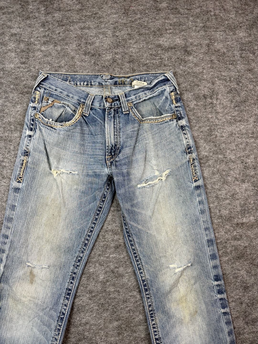 Ariat Jeans Size 31/38 Distressed Light Wash Flare Denim 10