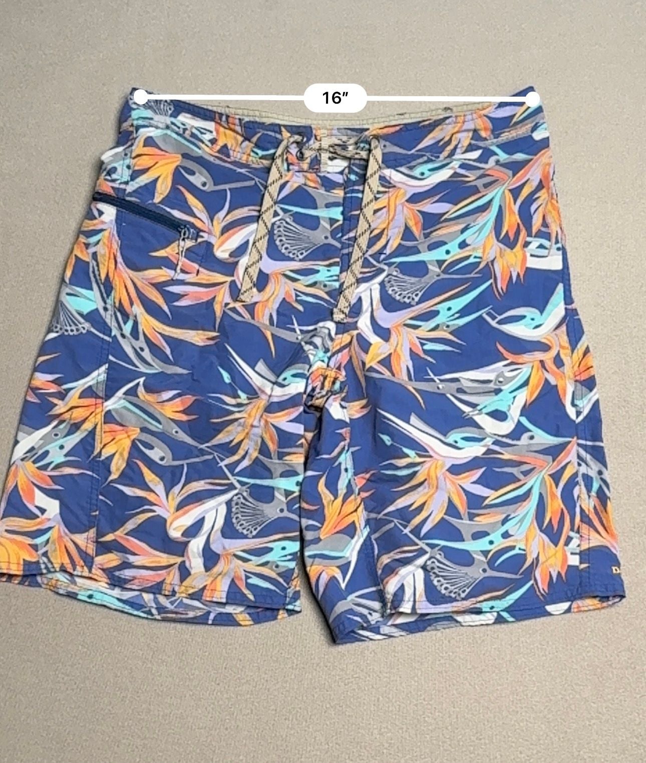 Patagonia Men's Wavefarer Board Shorts Size 31 Blue Floral Tropical Birds of 5