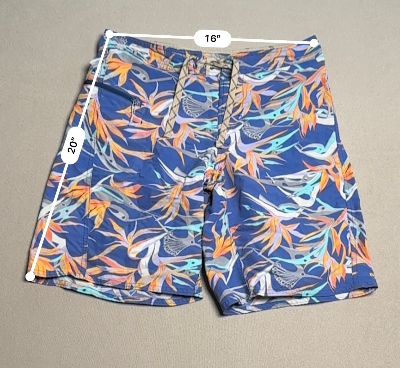 Patagonia Men's Wavefarer Board Shorts Size 31 Blue Floral Tropical Birds of 6