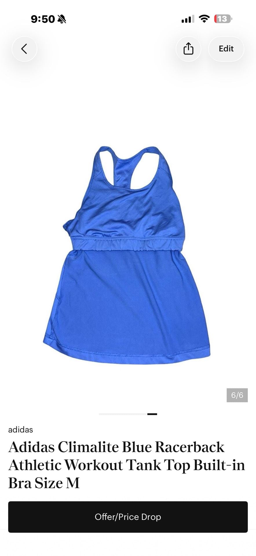 Adidas Climalite Blue Tank Top Size M 8