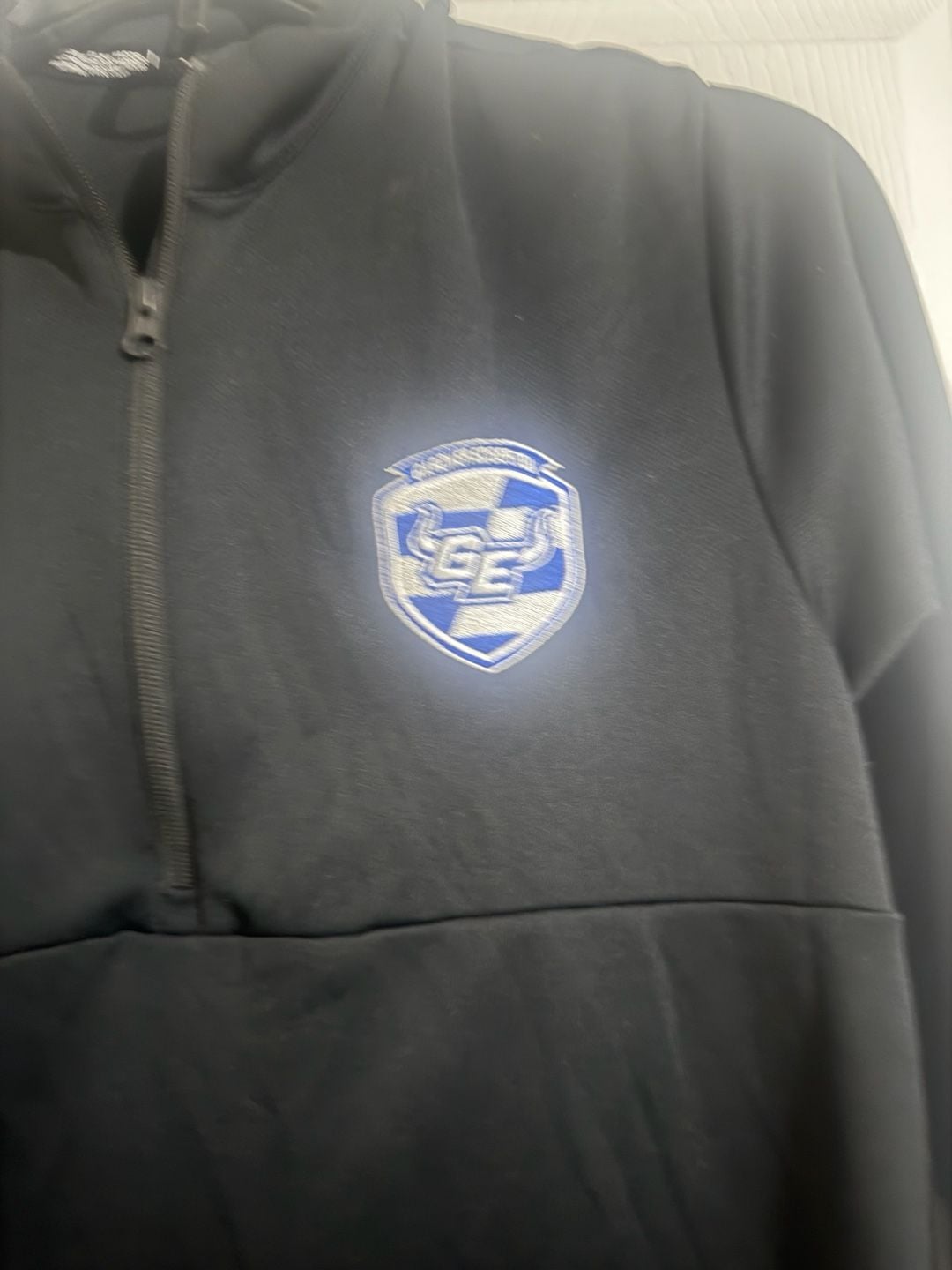 Adidas Gardner Edgerton 1/4 Zip Pullover Black Blue Training Top 8