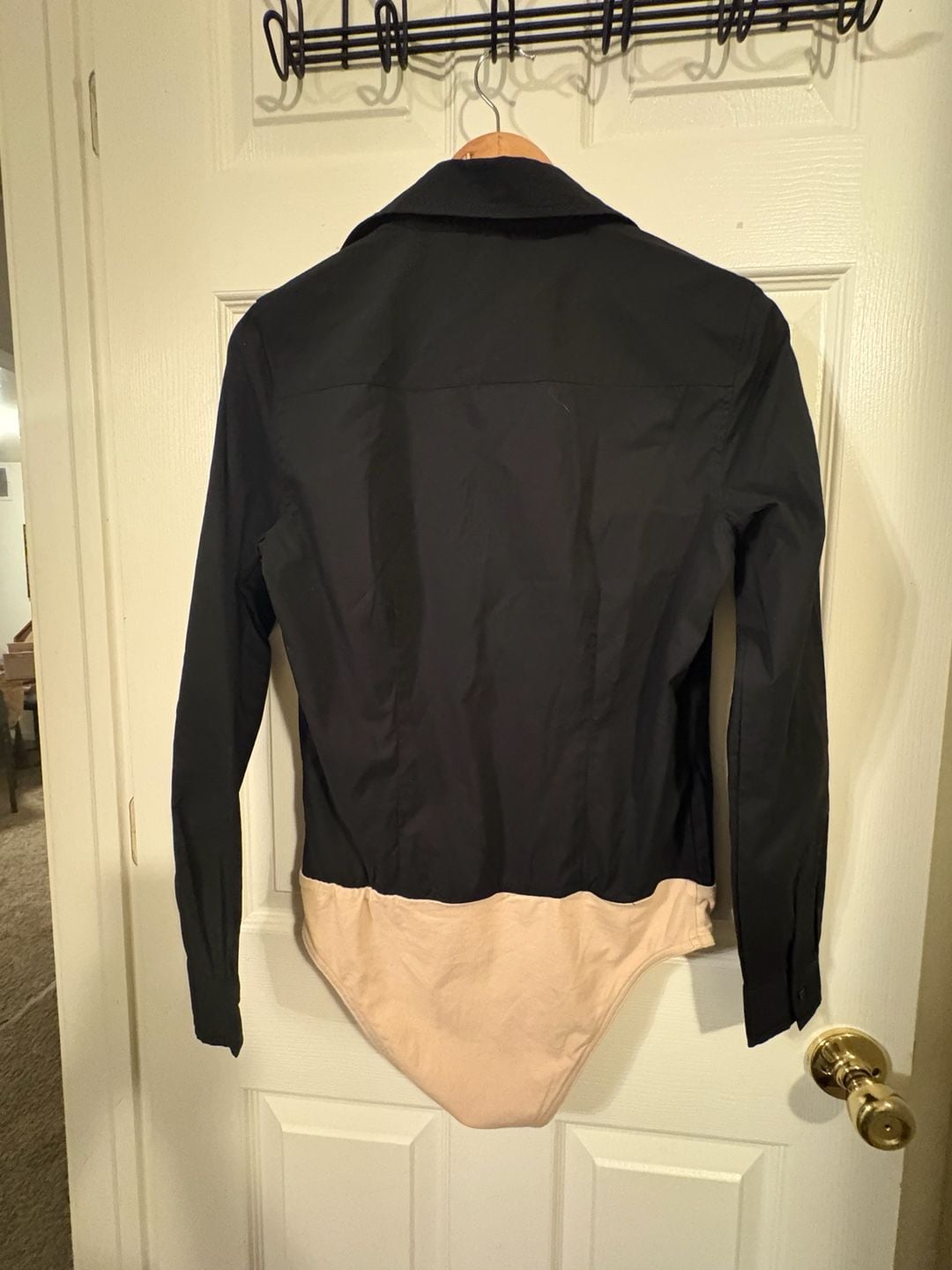 Boston Proper Black Button-Down Shirt Bodysuit Size 6 5