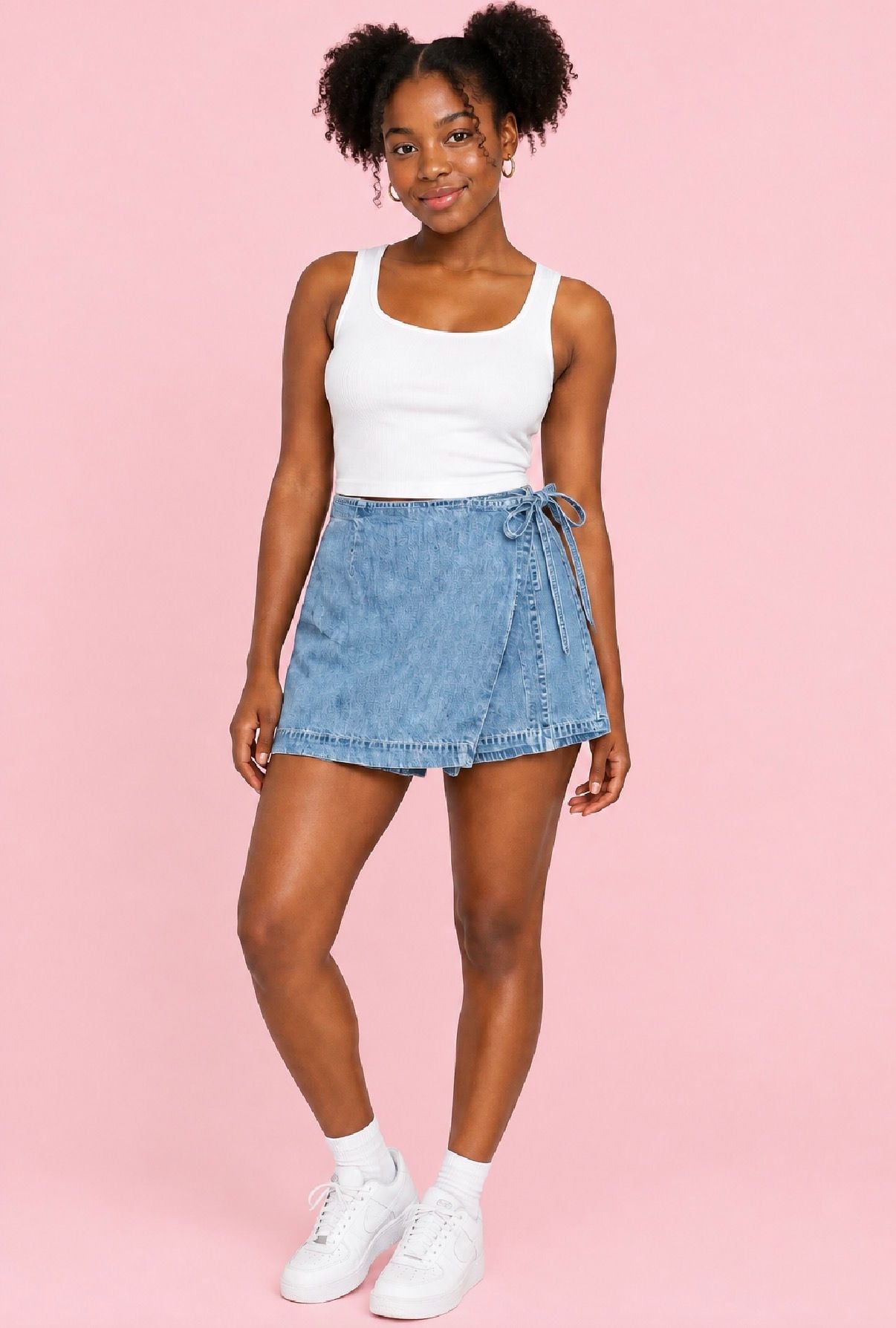 Brandy Melville Brandy Side Tie Jeans Skort Light Wash 2