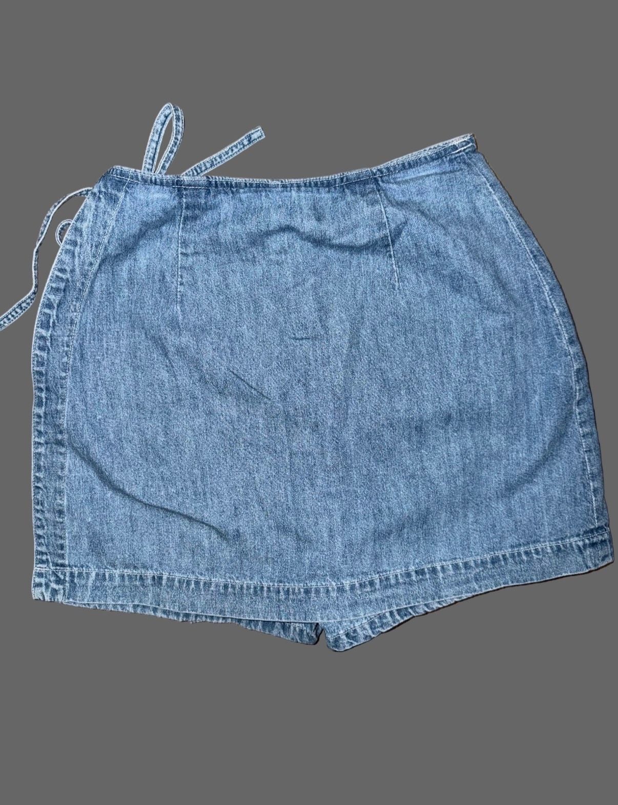 Brandy Melville Brandy Side Tie Jeans Skort Light Wash 7