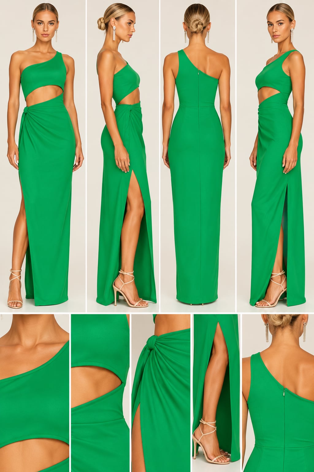 Yaura Funmi Cut Out One Shoulder Maxi Dress in Green NWT Sz: 10 / Large 3