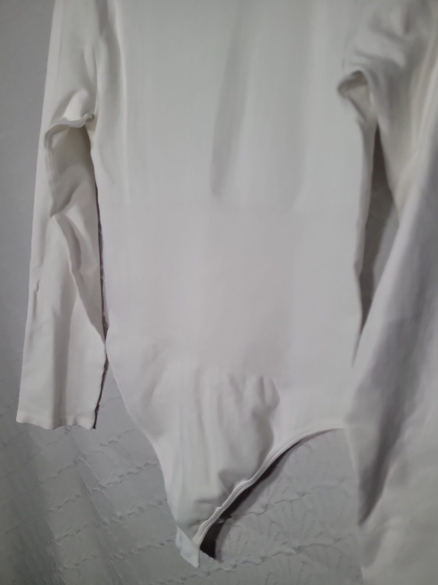 QQQ White Square Neck Long Sleeve Bodysuit Size XL 7