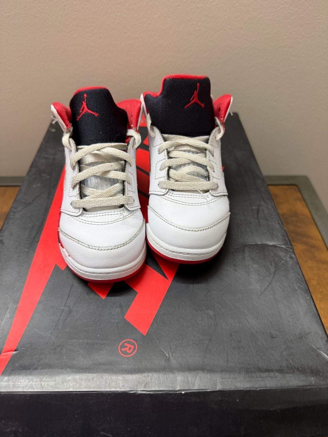 Jordan 5 Retro TD Fire Red White Black Tongue Toddler Shoes 3