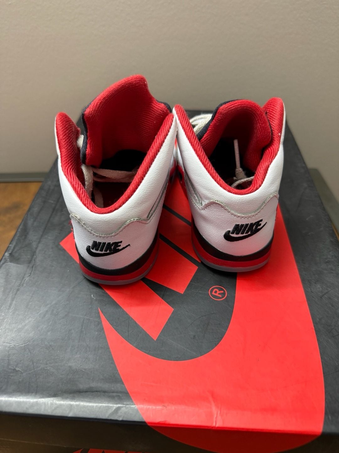Jordan 5 Retro TD Fire Red White Black Tongue Toddler Shoes 5