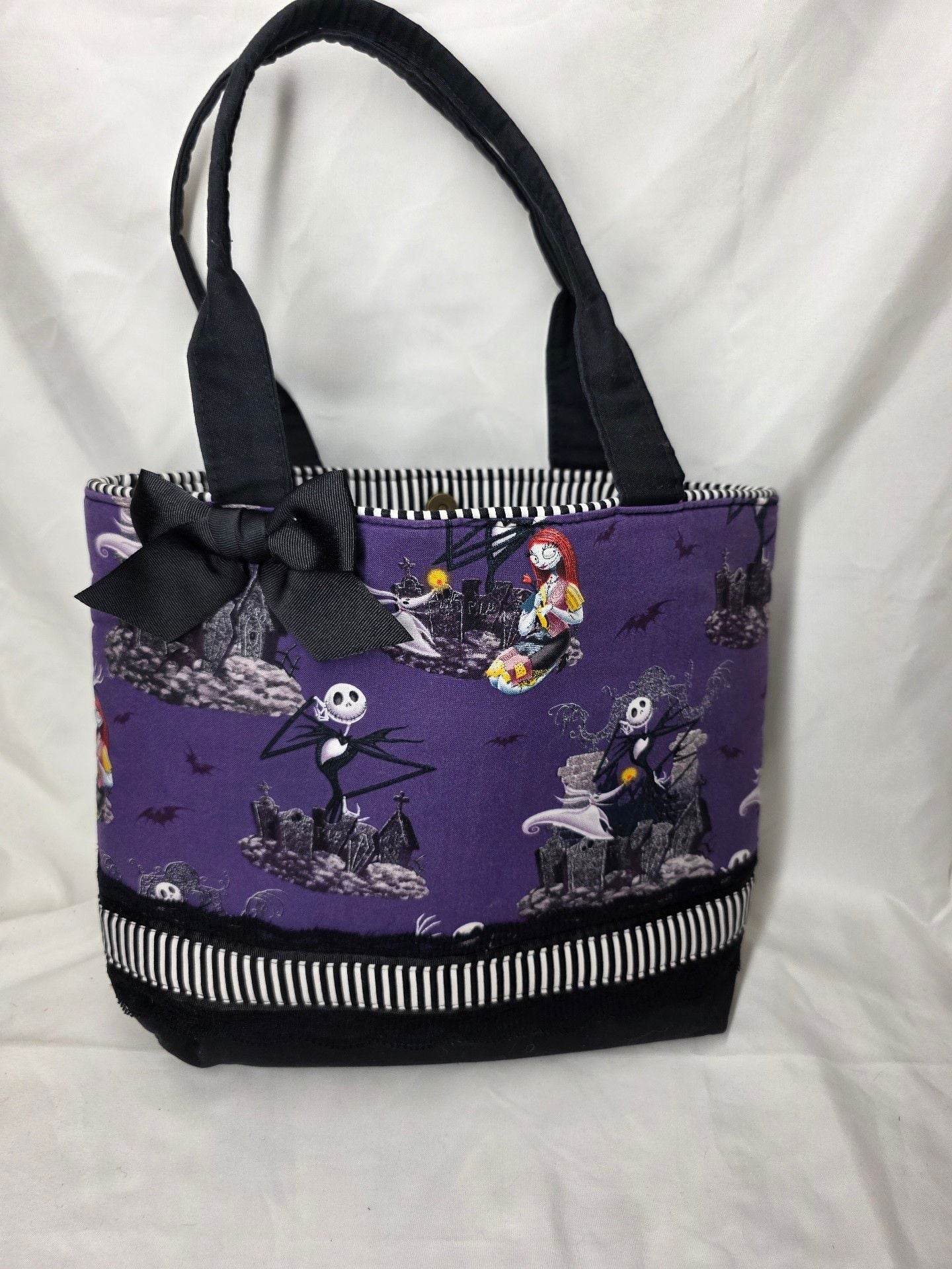 The Nightmare Before Christmas Tote Bag Purple Black Bow 1
