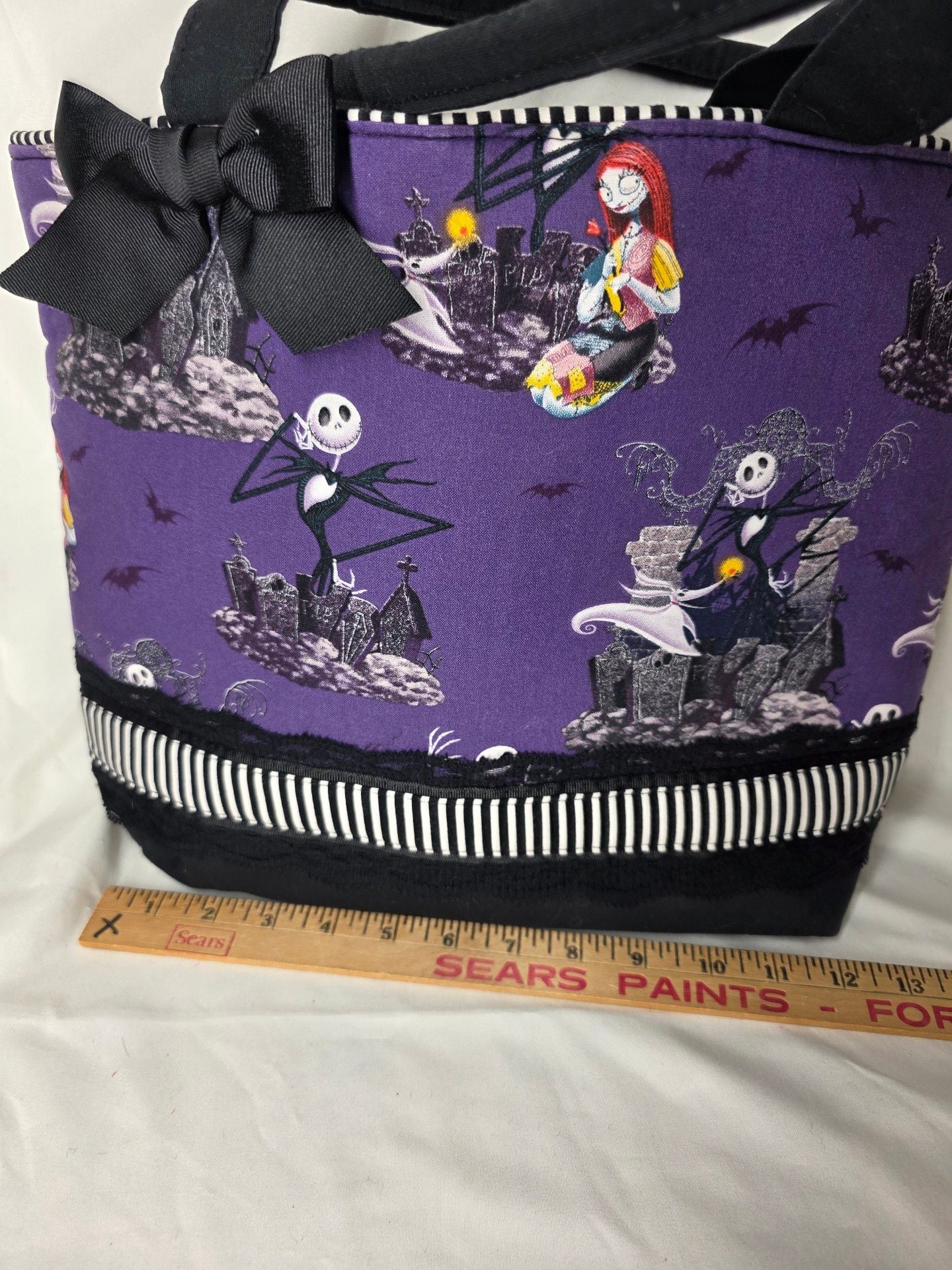 The Nightmare Before Christmas Tote Bag Purple Black Bow 4