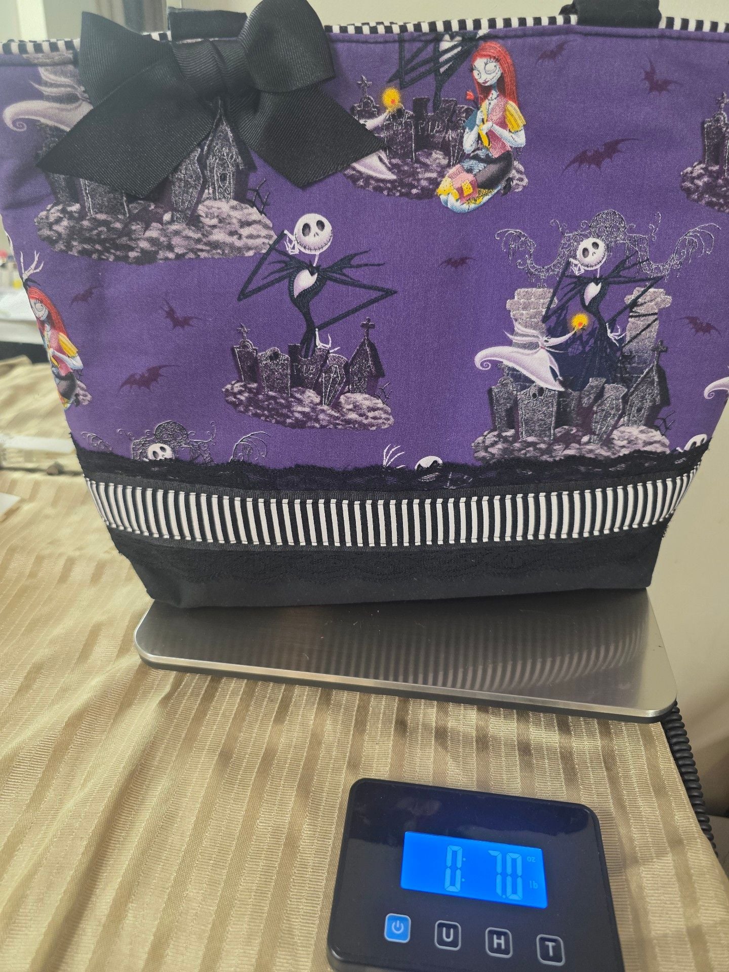 The Nightmare Before Christmas Tote Bag Purple Black Bow 8