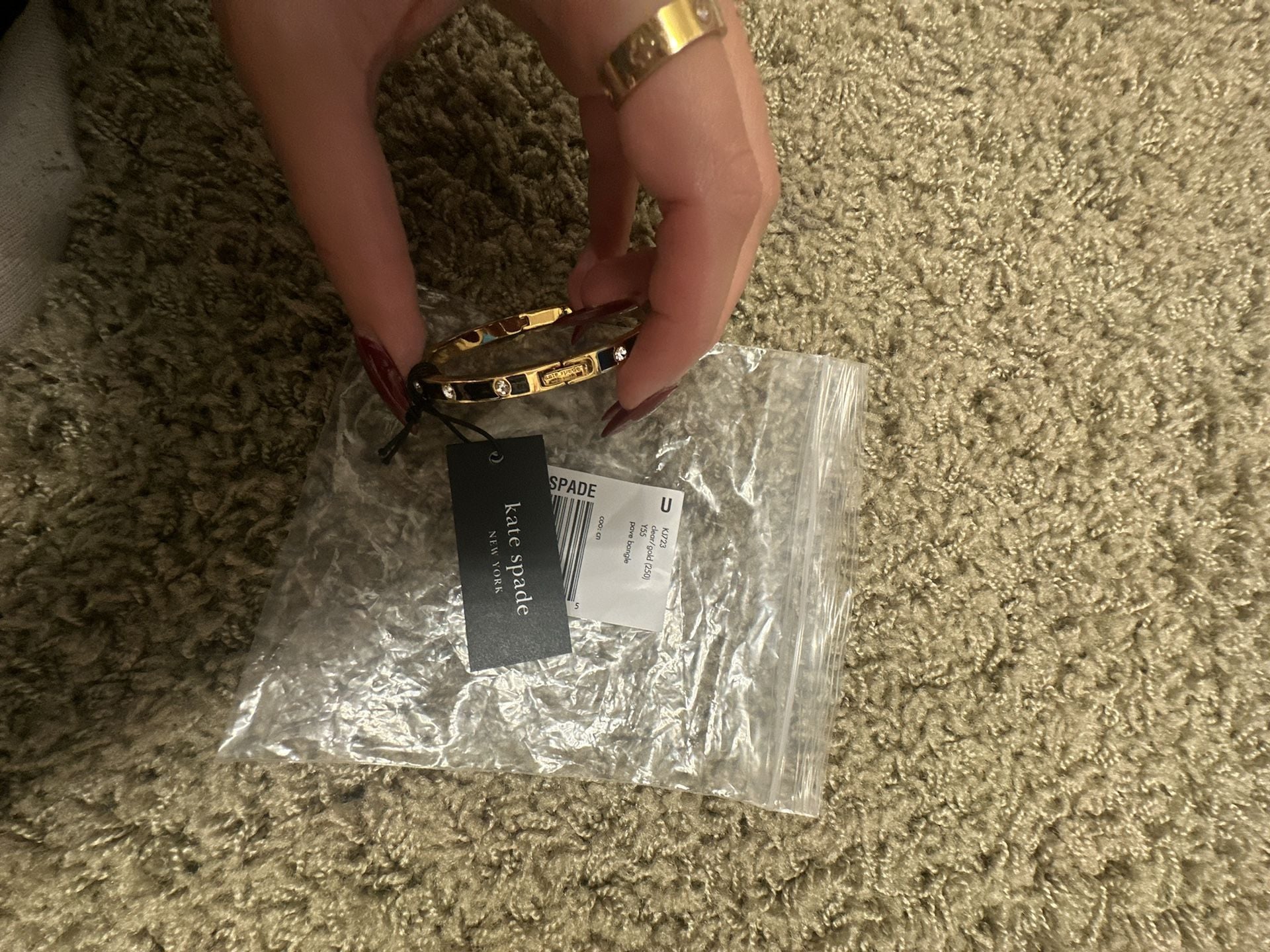 Kate Spade New York Clear Gold Enamel Bangle Bracelet 3