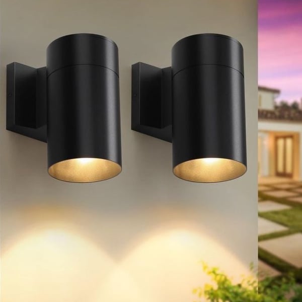 Modern Outdoor Wall Light Black E26 2 Pack
