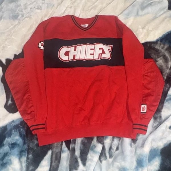 Vintage NFL Kansas City Chiefs Pullover Sweatshirt Red Black