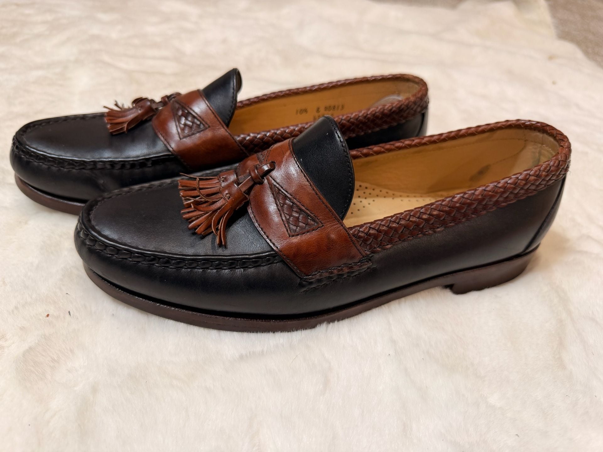 Allen Edmonds Maxfield Black Brown Leather Tassel Loafers Size 10.5 2