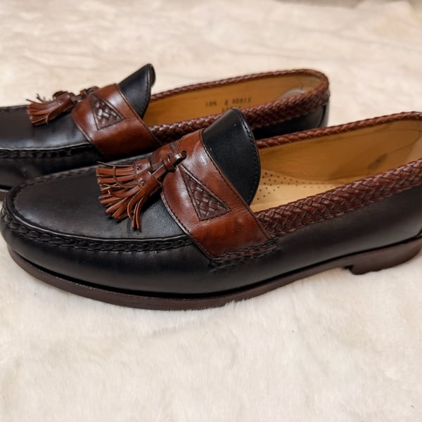Allen Edmonds Maxfield Black Brown Leather Tassel Loafers Size 10.5