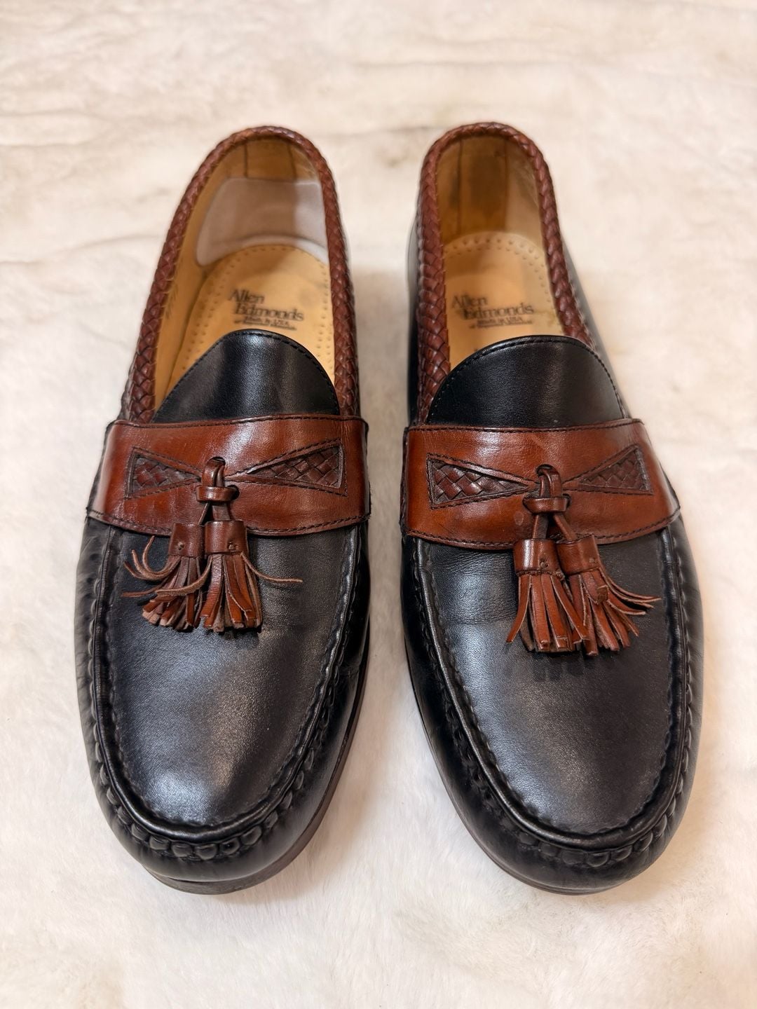 Allen Edmonds Maxfield Black Brown Leather Tassel Loafers Size 10.5 3