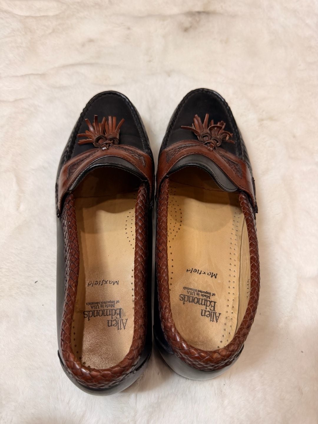 Allen Edmonds Maxfield Black Brown Leather Tassel Loafers Size 10.5 4