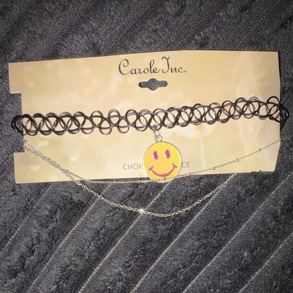 Yellow Smiley Face Tattoo Choker
