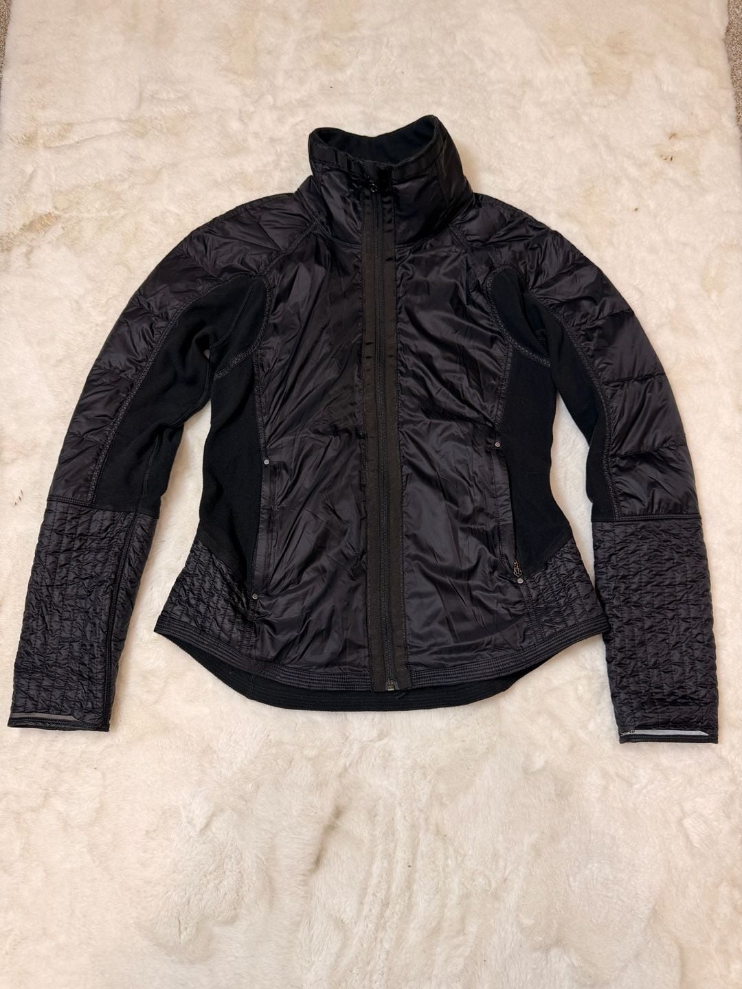 Lululemon Black Bundle Up Jacket Fleece Zip Jacket Size 8 Goose Down Filled 2