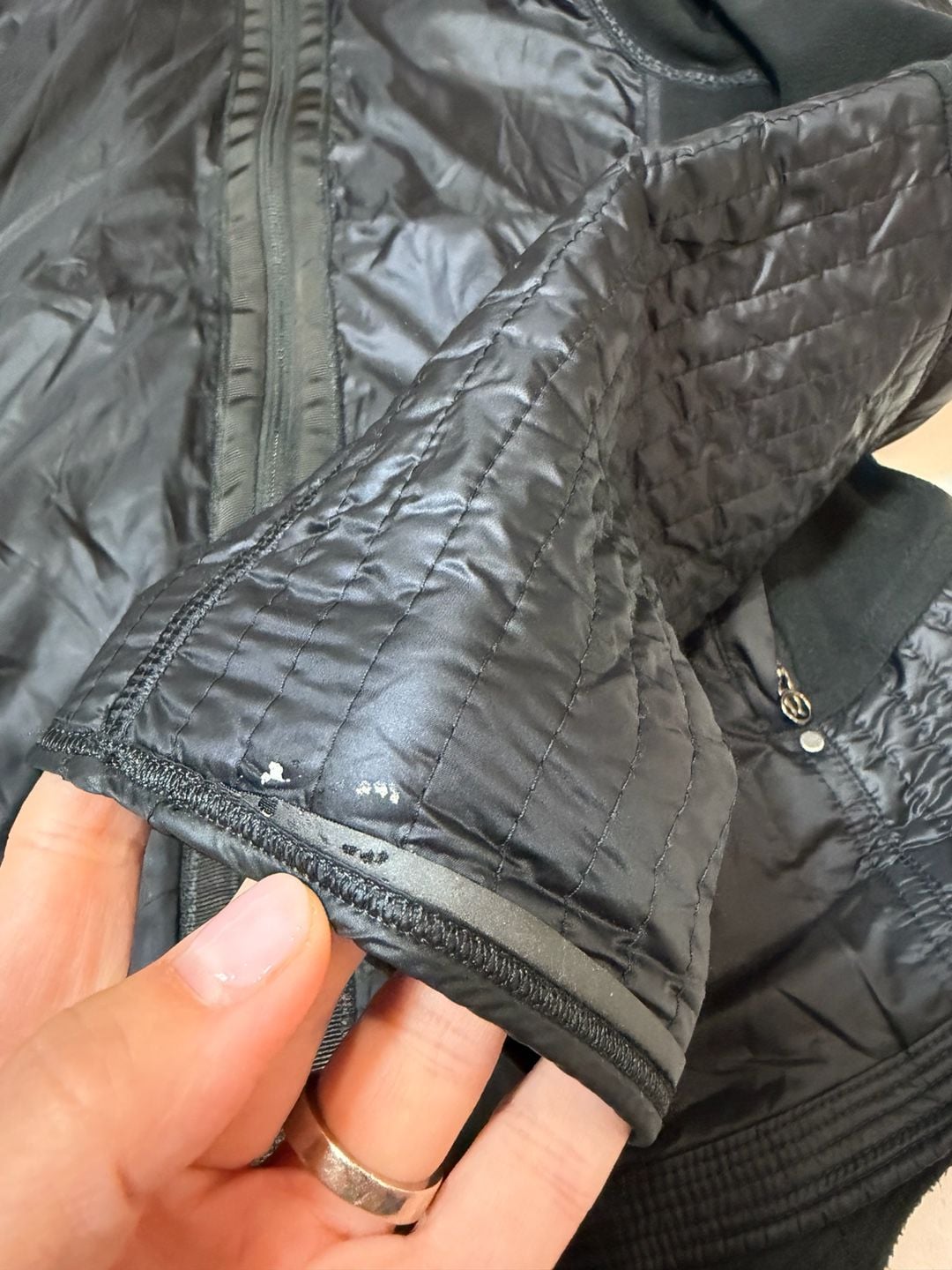 Lululemon Black Bundle Up Jacket Fleece Zip Jacket Size 8 Goose Down Filled 4
