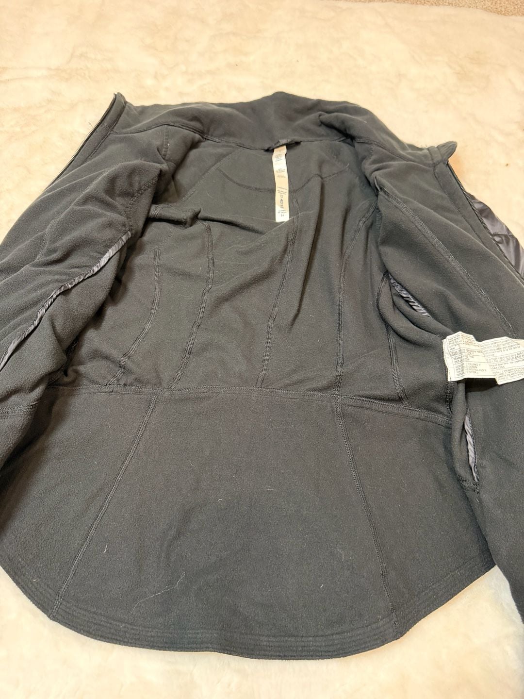 Lululemon Black Bundle Up Jacket Fleece Zip Jacket Size 8 Goose Down Filled 7
