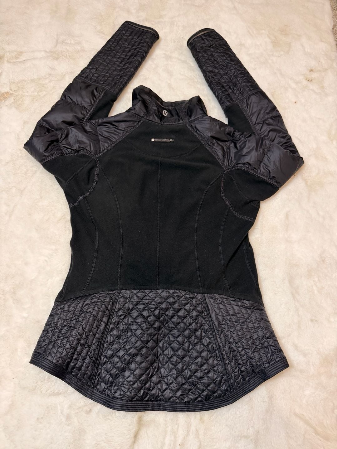 Lululemon Black Bundle Up Jacket Fleece Zip Jacket Size 8 Goose Down Filled 8