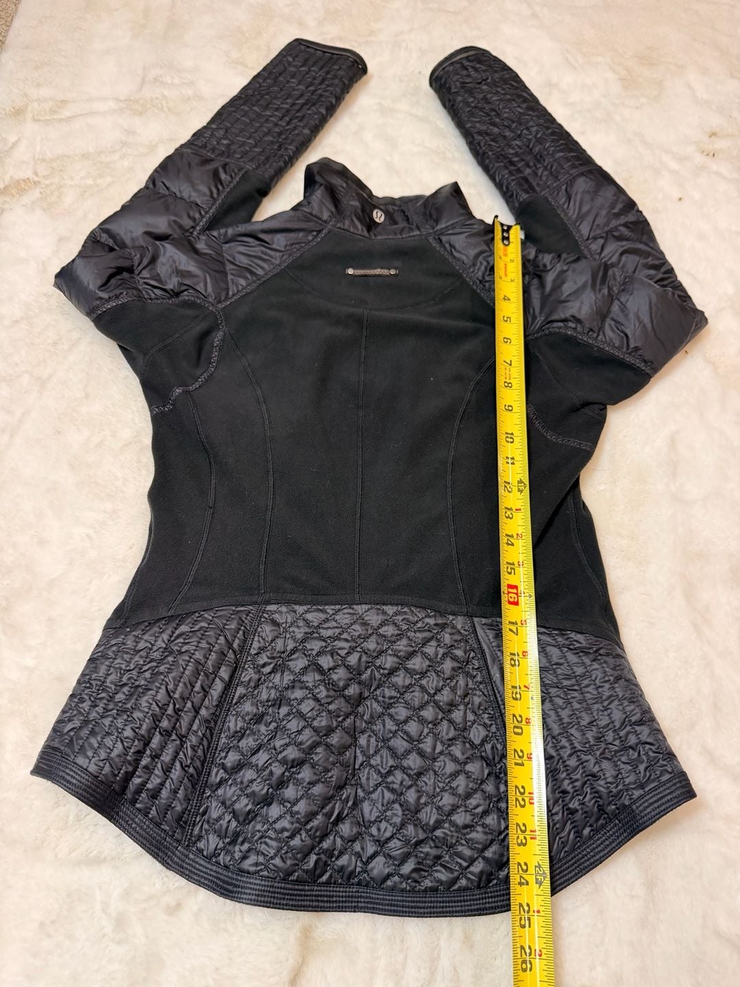Lululemon Black Bundle Up Jacket Fleece Zip Jacket Size 8 Goose Down Filled 9