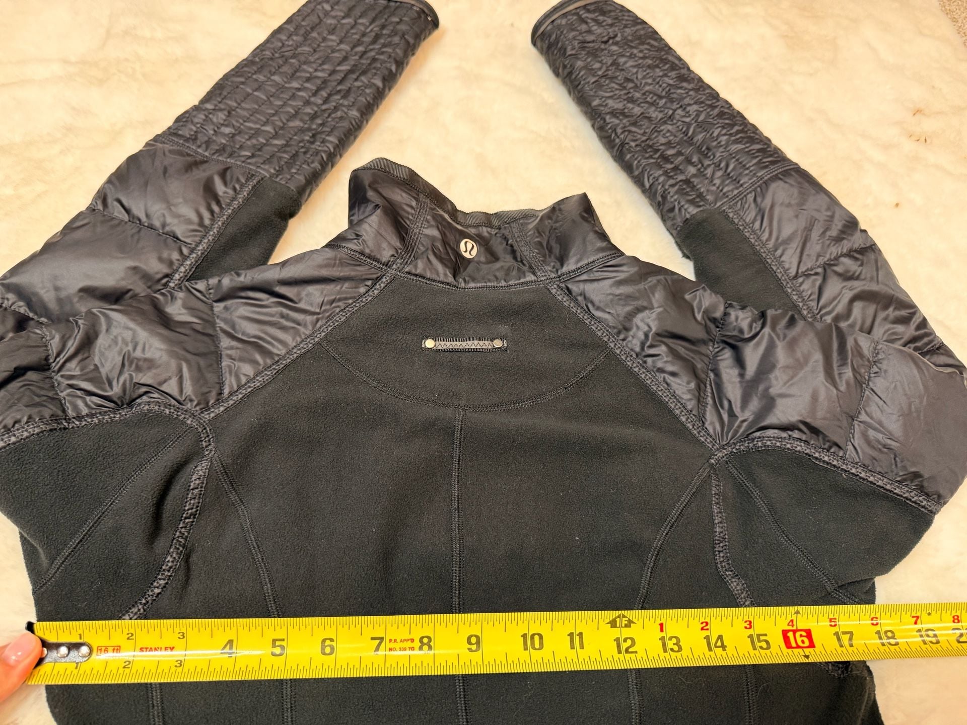 Lululemon Black Bundle Up Jacket Fleece Zip Jacket Size 8 Goose Down Filled 10